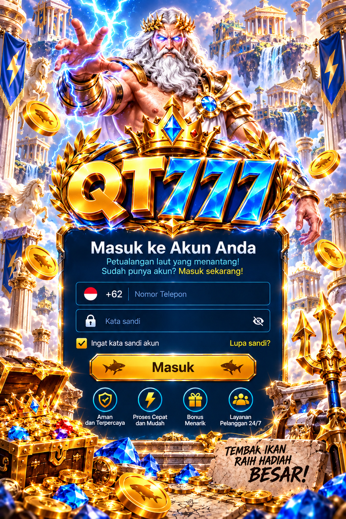 QT777 Login dengan tema petualangan Olympus dan Zeus